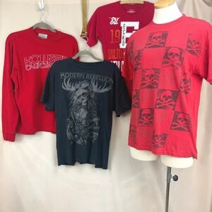 T-Shirt Lot (4) Ecko‎ Hollister Skull Y2K Skate Punk Streetwear Bundle Reseller